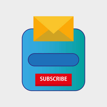 Email subscribe newsletter popup form template online marketing icon button icon design web subscription website envelope mail flat message submit banner background internet illustration service Vector Illustration