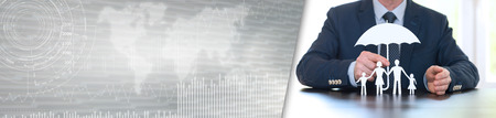 Symbol of family protection by a general agent panoramic banner
