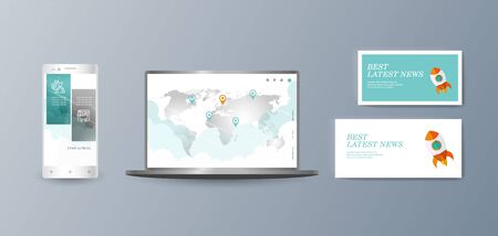 Presentation of a collection fashionable stylish items for marketing promotion goods and services on the market vector illustration