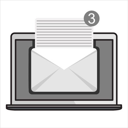 Laptop with envelope and document on screen email email marketing internet advertising concepts flat design vector illustration