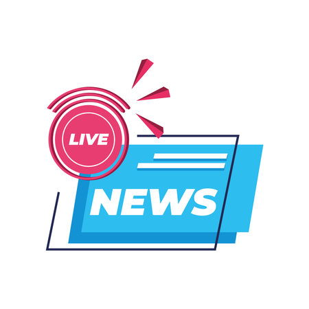 Live news banner design technology channel communication and tv theme vector illustration Stock Photo