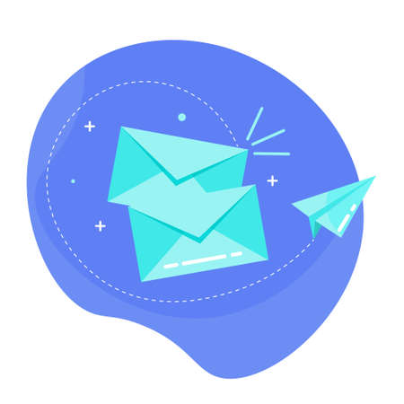 Icon for news marketing newsletters the concept of two letters with a paper flying plane isolated on a white background