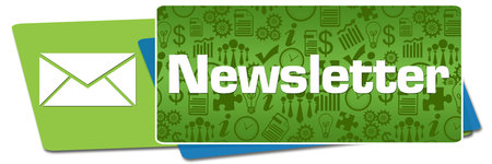 Newsletter text written over green background Stock Photo