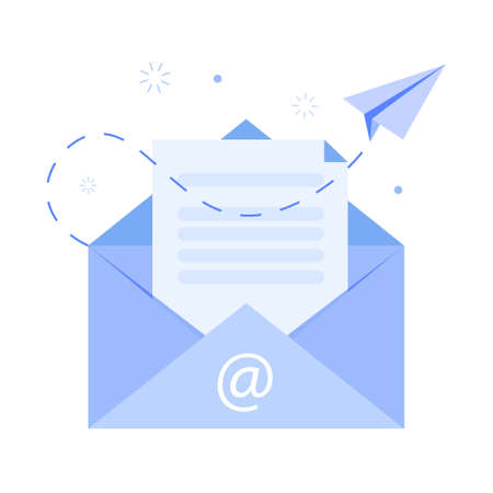 Email envelope with open blank isolated on white background illustration for email newsletters and the web