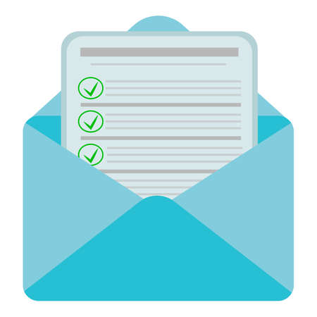 Vector envelope with a document the envelope contains a document with a list illustration image of a letter in a flat style sending mail