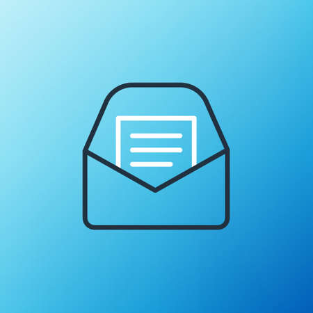 Line mail and e mail icon isolated on blue background envelope symbol e mail email message sign colorful outline concept vector