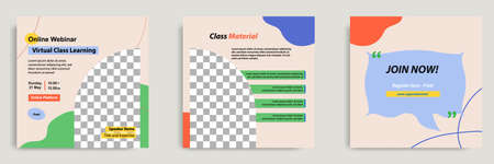 Set bundle collection colorful abstract background of social media post template layout for online live webinar conference training seminar course and learning video