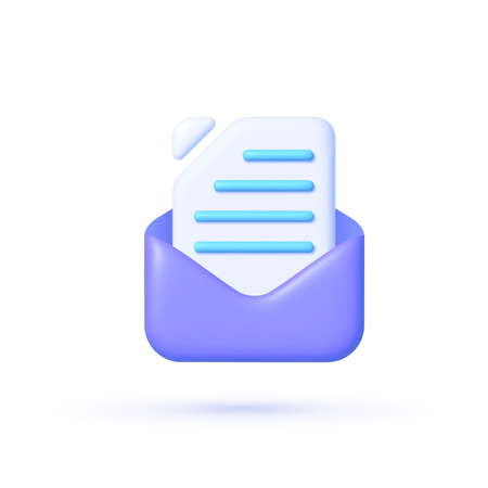 Email 3d in 3d style on blue background 3d render illustration isolated vector illustration business icon message notification icon render new email notification