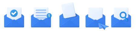 3d open mail envelope icon set Stock Photo