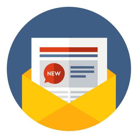 Latest newsletter icon daily email news regularly distributed news publication via e mail flat icon in circle isolated on white background vector icon Vector Illustration