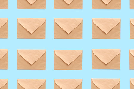 Many envelopes on blue background pattern for design Stock Photo