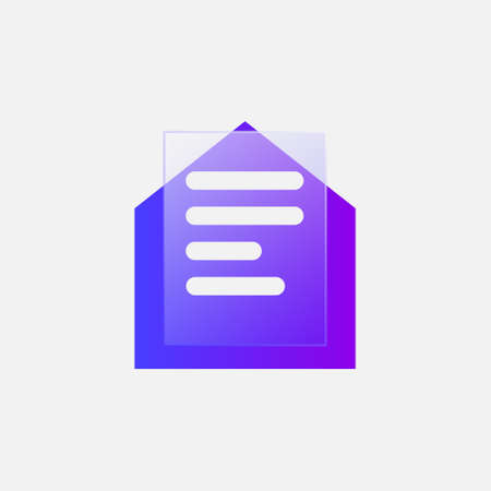 Gradient glass morphism mail icon design vector