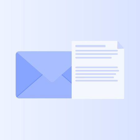 Email envelope with open blank isolated on blue background illustration for email newsletters and the web Stock Photo
