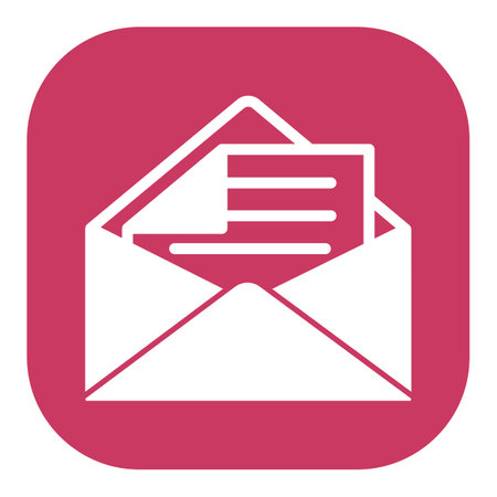 Opened envelope and letter with folded corner icon illustration on white background color glyph style