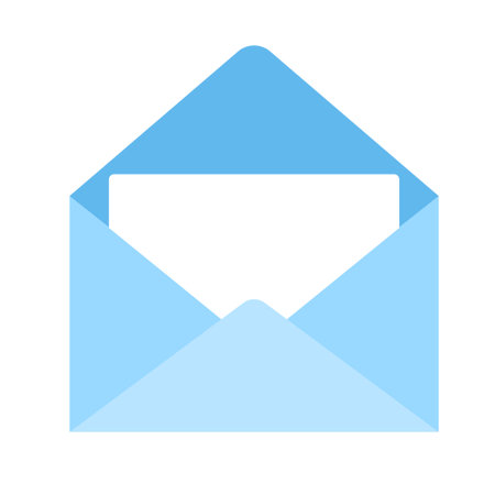 Blank white card with blue envelope template greeting card or invitation mailing concept vector post illustration isolated on white background Vector Illustration