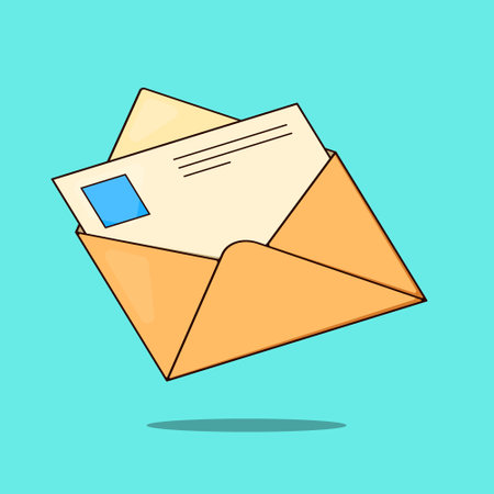 Envelope with message invitation illustration vector icon office items Stock Photo