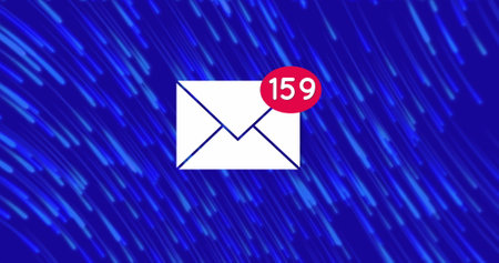 Image of social media email icon and data processing over lights global social media computing and data processing concept digitally generated image Stock Photo