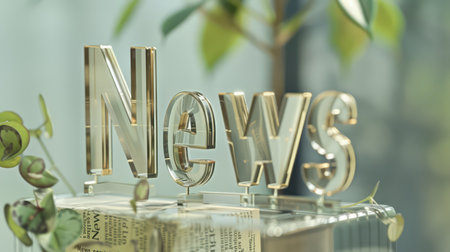 Beige glass news concept art poster