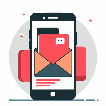 Mobile phone with message on screen vector illustration in flat style