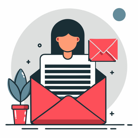 Flat design modern vector illustration concept of business woman and envelope Stock Photo