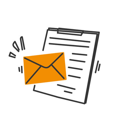 Doodle clipboard data and mail illustration