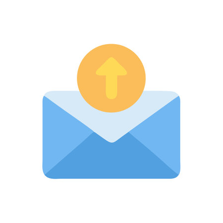 Outgoing mail icon illustration on a black background graphic Stock Photo