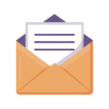 Flat design illustration of an open envelope with letter