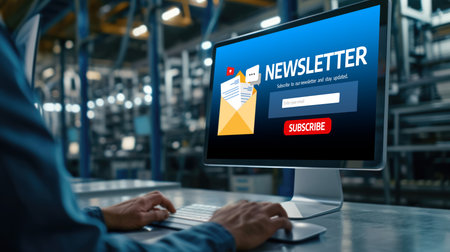 Newsletter signup page on computer for customer to subscribe brisk newsletter update information to subscriber Stock Photo