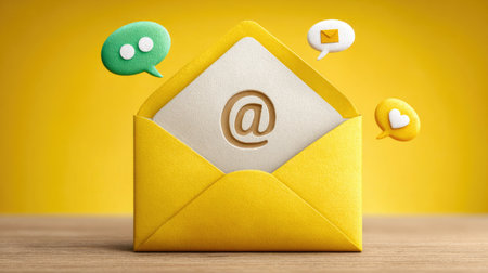 Yellow envelope with social media icons