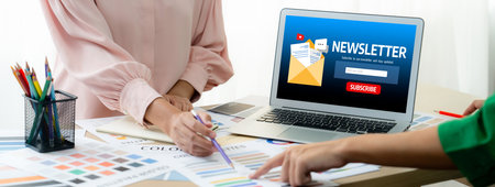 Newsletter signup page on computer for customer to subscribe brisk newsletter update information to subscriber Stock Photo