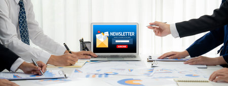 Newsletter signup page on computer for customer to subscribe brisk newsletter update information to subscriber Stock Photo