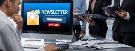 Business intelligence and data analysis concept analyst team working on financial data analysis dashboard on laptop screen as marketing indication for effective business strategic planning insight