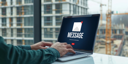 Email notification message showing on computer screen brisk digital marketing message information text from business to customer client