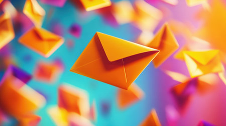 Marketing and business ideas through email email or newsletter email marketing or newsletter concept sending e mails bright colors