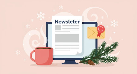 Warm minimalist home office scene with laptop and cozy decor drawn in vector style Vector Illustration