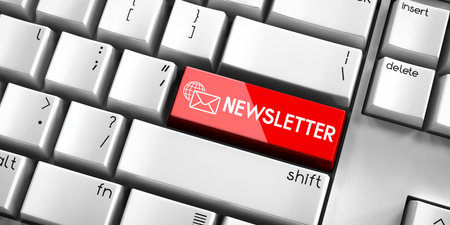 Newsletter computer keyboard 3d illustration