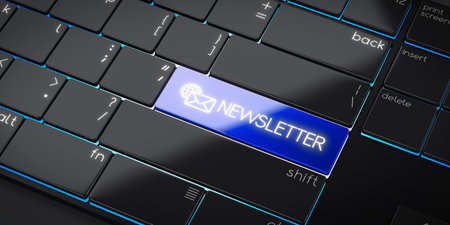 Newsletter modern computer keyboard 3d illustration
