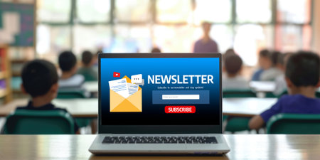 Newsletter signup page on computer for customer to subscribe brisk newsletter update information to subscriber Stock Photo