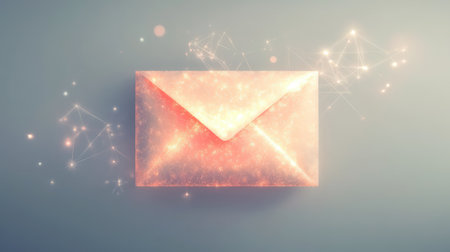This captivating image features a sparkling envelope against an abstract background ideal for themes of communication digital messaging and creative expressions Stock Photo