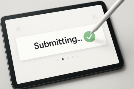 Subscription concept on digital tablet screen white background soft focus Stock Photo