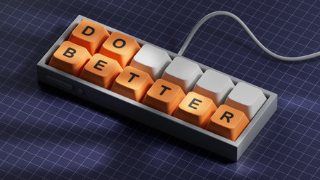Do better symbol computer keyboard keys with words do better business and do better concept copy space 3d rendering on blue background