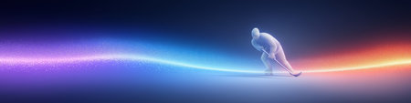 Ice hockey dynamic wallpaper with colorful light trails on a dark background ice hockey banner Stock Photo