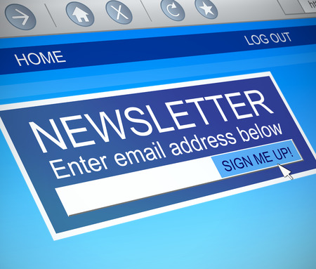 Illustration depicting a computer screen capture with a newsletter concept Stock Photo