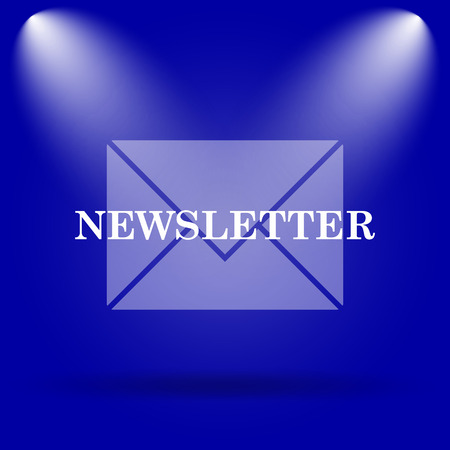 Newsletter icon flat icon on blue background