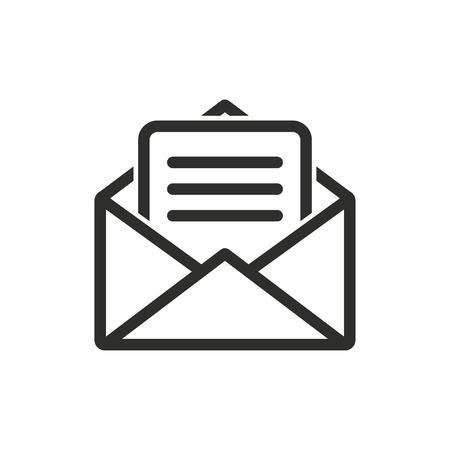 Mail vector icon black illustration isolated on white background for graphic and web design