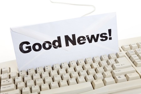 Good news and computer keyboard concept of email