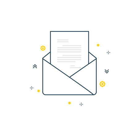 E mail marketing contact us concept digital marketing flat line vector illustration subscription messaging online communication internet and web advertising concept for web banners and apps