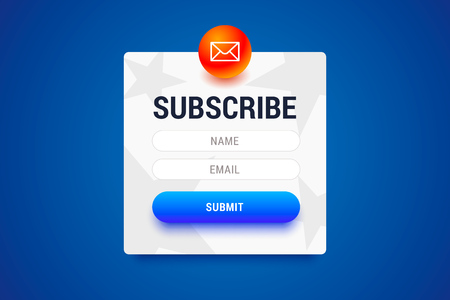 Subcribe form with name and email input fields and submit button vector form for user interface or web Stock Photo